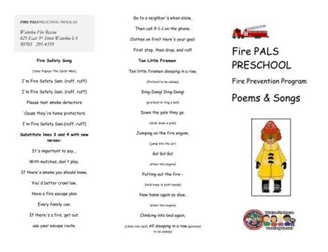 Fire PALS PRESCHOOL Poems & Songs