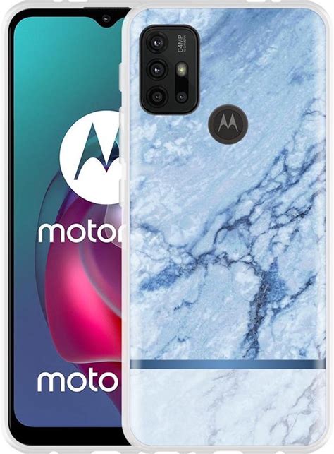 Motorola Moto G10 Hoesje Blauw Marmer Designed By Cazy Bol