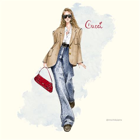 Иллюстрация Gucci fashion sketch в стиле мода и красота реклама