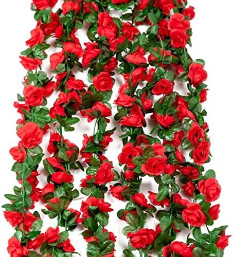 Amazon Niuniufine Ft Artificial Flowers Garlands Red Pcs Silk