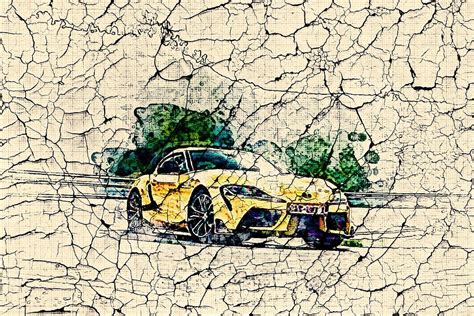 Art Abstract Toyota Gr Supra Road A90 2020 Cars Eu-Spec Yellow Supra Supercars 2020 Toyota Gr ...