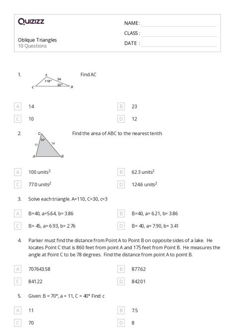 50 Triangles Worksheets For 12th Grade On Quizizz Free Printable