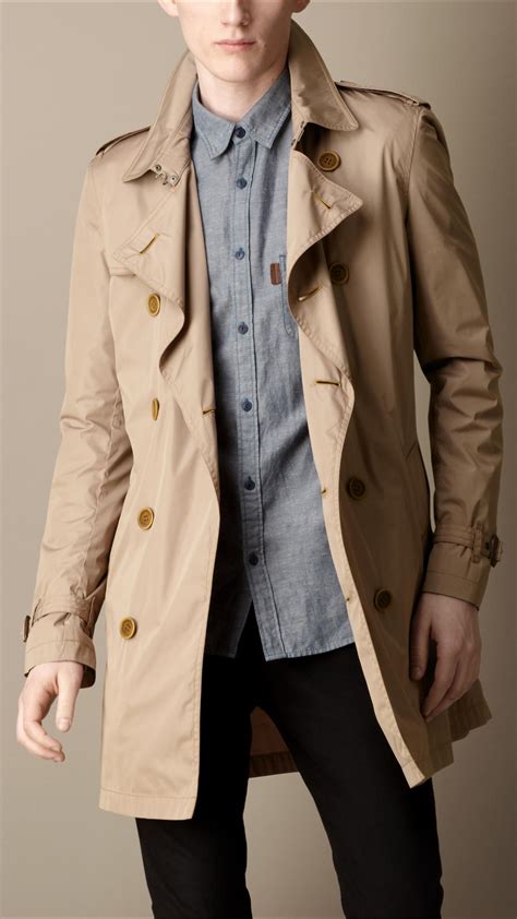 Burberry Mid Length Lightweight Trench Coat In Natural For Men Lyst