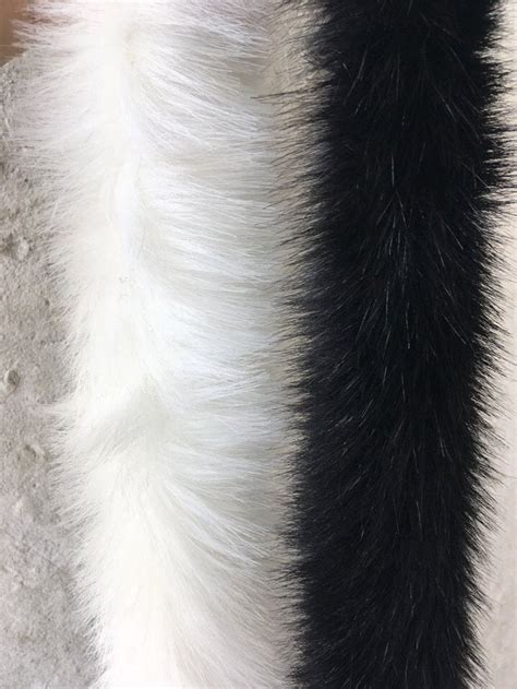 White Black Faux Fur Trim Long Pile Fur Fabric Trim For Hood Etsy