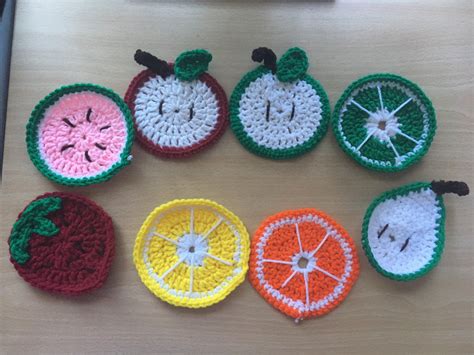 Crochet Fruit Coasters Set Summer Decor Set Of 4 Etsy