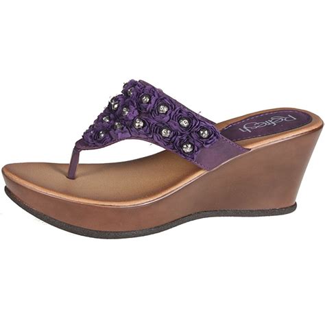 Refresh By Beston Womens Summer 03 Purple Wedge Sandals Free