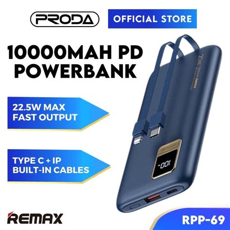 Remax Powerbank Fast Charging Power Bank With Cable Rpp Pd Powerbank