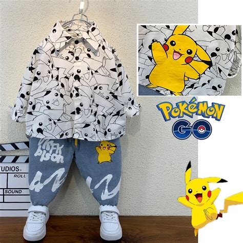 Traje De Pok Mon Pikachu Para Ni Os Camisa De Dos Piezas Ropa De