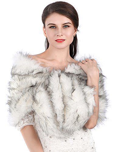 Aukmla Women S S Brown Faux Fur Shawl Bridal Wedding Fur Wraps And