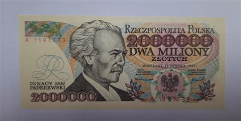 Banknot PRL 2000000 zł 1992 rok UNC z błędem | Paczków | Licytacja na ...