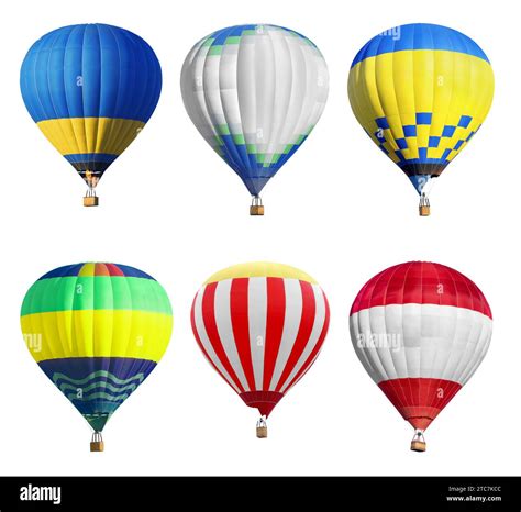 Bright Hot Air Balloons On White Background Set Stock Photo Alamy