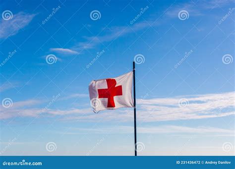 White Flag With Red Stock Photo Image Of Challenge 231436472