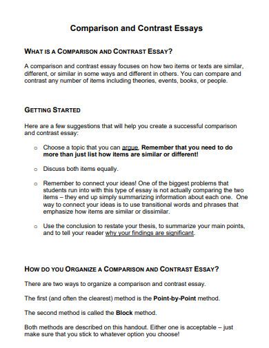 Comparison Contrast Essay 29 Examples How To Write Format Pdf