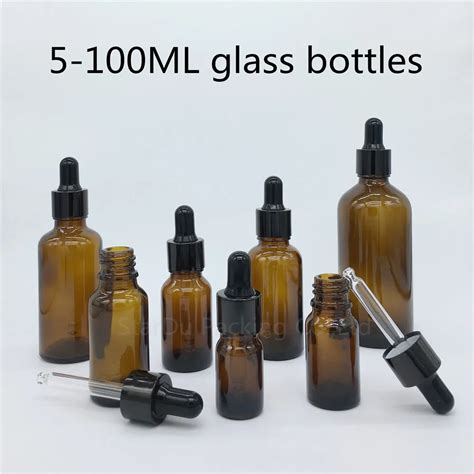 500 unidades de botella de vidrio ámbar de 5ml 10ml 15ml 20ml 30ML