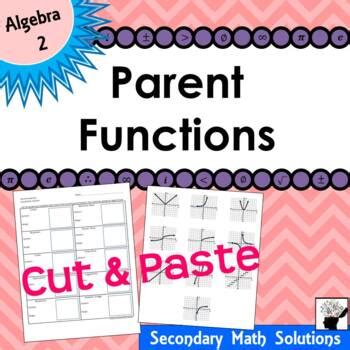 Parent Functions Cut Paste Activity By Secondary Math Solutions