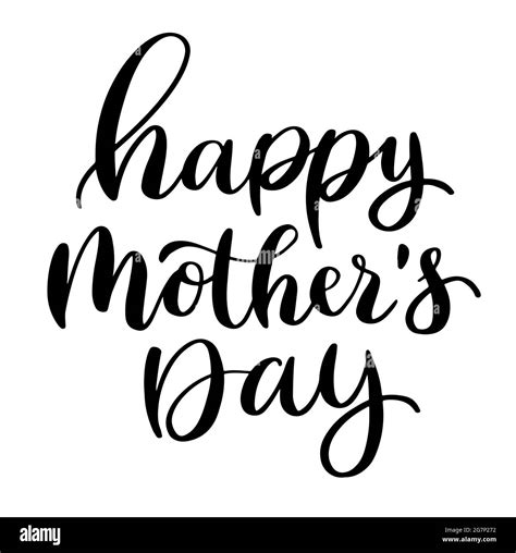 Happy Mothers Day Black And White Script Calligraphy Text Vector For