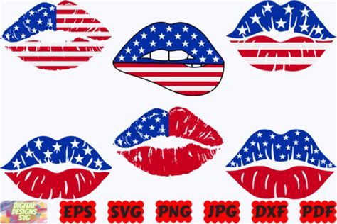 4th Of July Lips SVG Lips SVG Kiss Graphic By