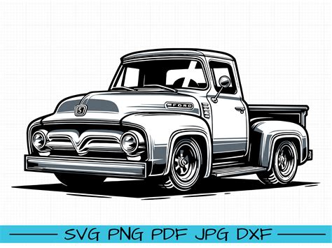 Ford F100 1955 Svg Cartoon Vector Art Silhouette Etsy