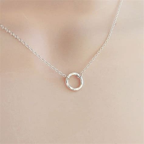 Dainty Silver Circle Necklace Sterling Silver By Roseandraven