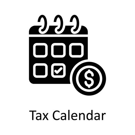 Tax Calendar Vector Solid Icon Design Illustration Taxes Symbol On