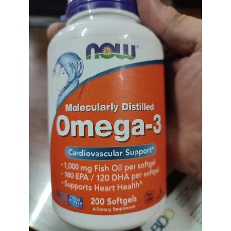 Now Foods Molecularly Distilled Omega 3 1000mg Fish Oil 180 EPA 120