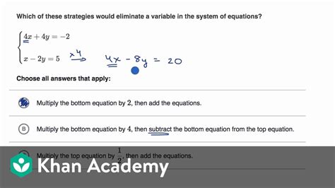 Strategies For Eliminating Variables In A System Examples Youtube