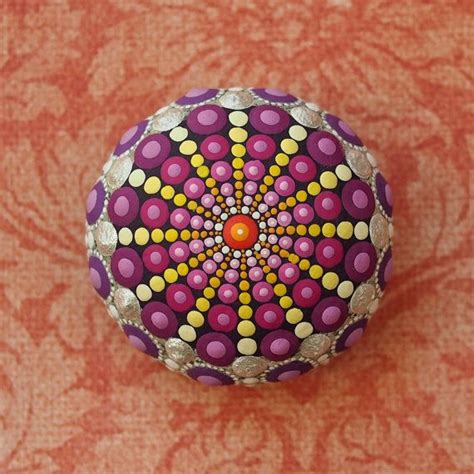 Jewel Drop Mandala Painted Stone Sea Urchin Design