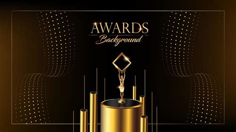 Black Golden Awards Background Product Display On Podium With Trophy