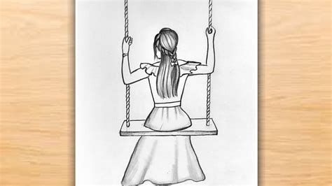 How To Draw A Girl Swinging Girl Drawing Easy Pencil Drawing Step