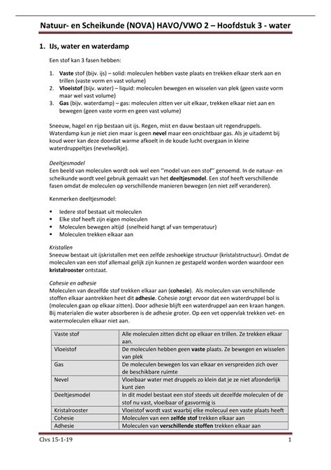 Samenvatting Natuur En Scheikunde Nask Nova Havo Vwo