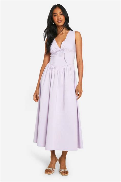 Tie Front Milkmaid Midaxi Dress Boohoo Uk