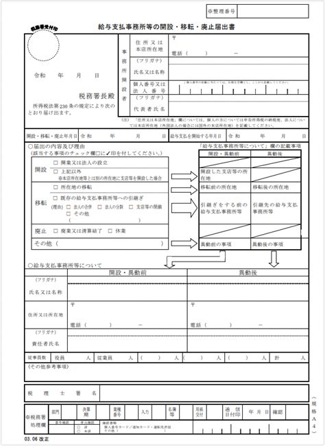 本店移転における異動届の書き方・テンプレート｜gva 法人登記