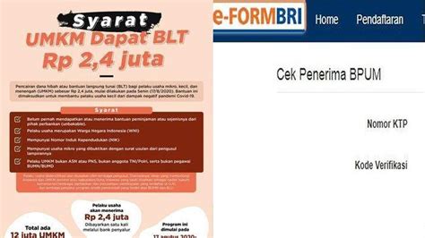 E Form Bri Umkm Cara Cek Nama Penerima Blt Umkm Banpres Tahap Daftar