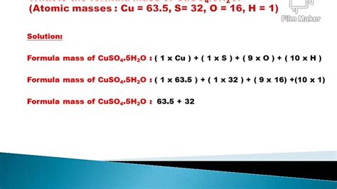 Formula Mass Of Cuso45h2o Copper Ii Sulfate Pentahydrate Youtube