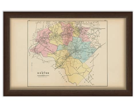 Newton Massachusetts 1889 Map Replica Or Genuine Original Etsy