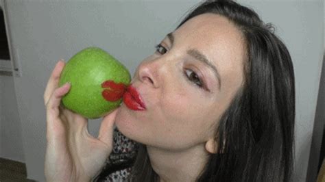 Red Lipstick On Green Apple Hd Ada S Pleasurex Clips4sale