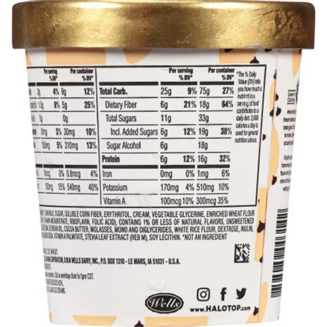 Halo Top Chocolate Chip Cookie Dough Light Ice Cream Pint Kroger