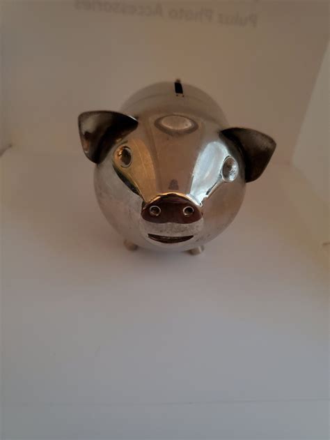 Vintage Silver Piggy Banklovely Pig Mid Centurymcmmoney Etsy