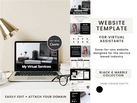 Virtual Assistant Canva Website Template Portfolio Services Etsy