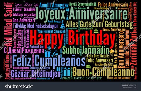 Happy Birthday Different Languages Stock Illustration 547052290