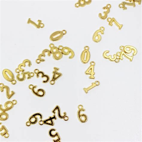 Set Of 10 Gold Number Charms Number Set Year Number Charm Etsy