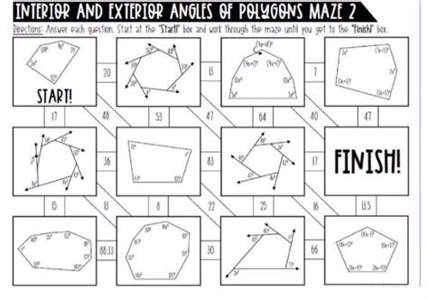 Interior And Exterior Angles Of Polygons Maze 2