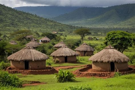 Premium Photo Traditional African Mud Huts Amidst Nature