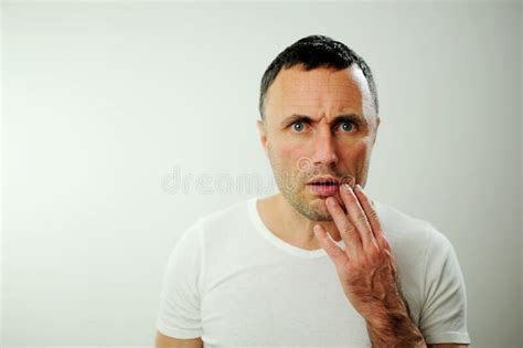 Toothache Going To The Doctor Adult Man In White T Shirt White