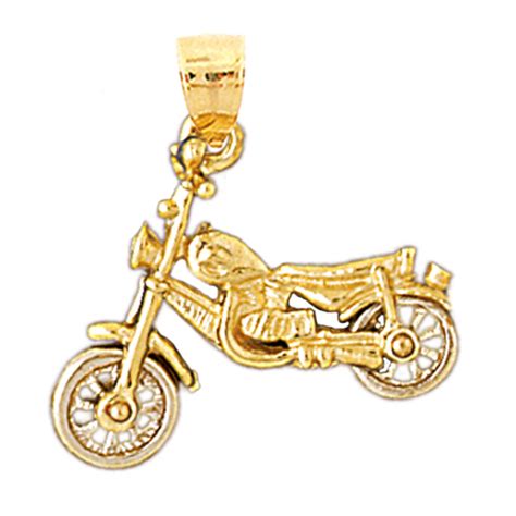 14k Gold 3 D Motorcycle Pendant