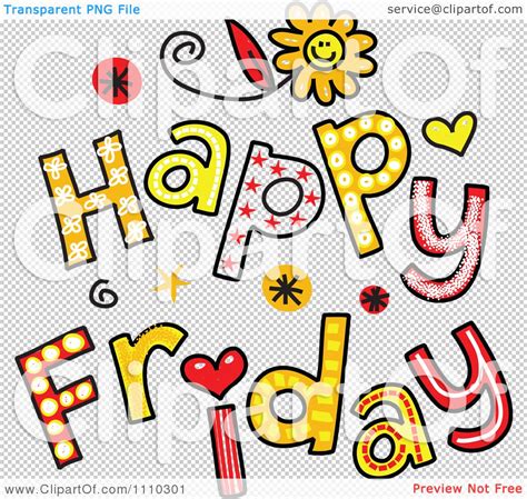 Clipart Colorful Sketched Happy Friday Text Royalty Free Vector