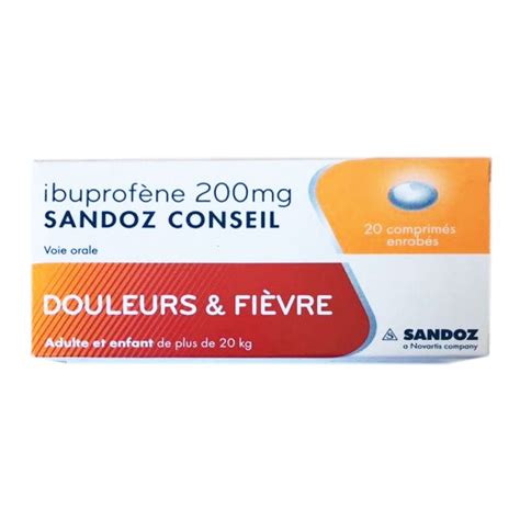 IBUPROFENE SANDOZ CONSEIL 200 mg 20 comprimés Pharmacie du Centre 803