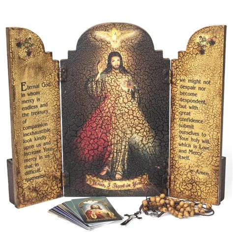 Divine Mercy Wbox Wooden Triptych Heavenly Ts Usa