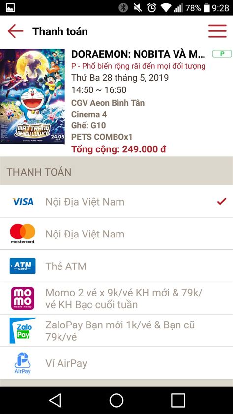 Review hướng dẫn đặt vé xem phim CGV trên điện thoại