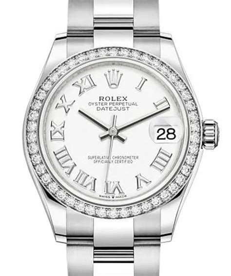 Rolex Datejust 31 White Goldsteel White Roman Dial And Diamond Bezel